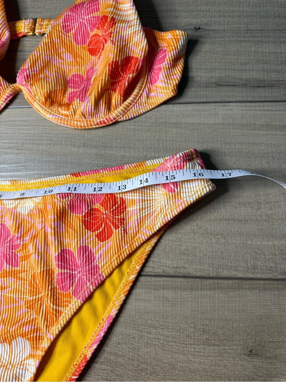 Cabana Del Sol XL Floral Underwire Bikini Set Orange Pink Y2K Tropical
